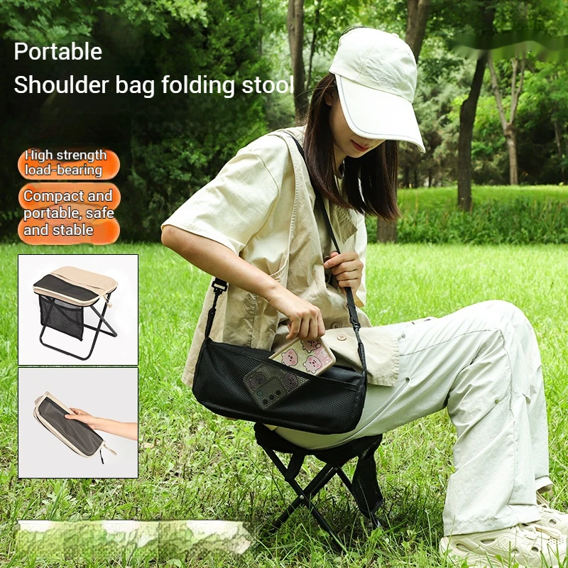 Foldable Backpack Stool,Portable Lightweight Folding Chair Easy Carry Multifunctional Seat for Travel Camping Hiking Picnic