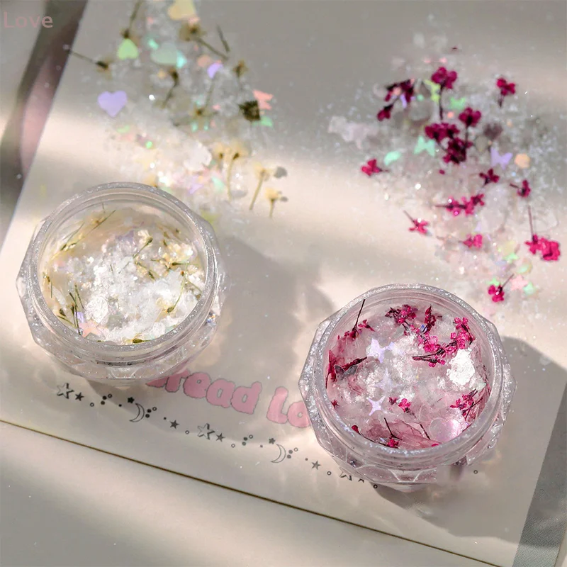 1 Box Nail Mix Gedroogde Bloem Shell Pailletten Nail Shining Meel Hyper Flash Pailletten Nail Art Nageldecoratie DIY Voor Vrouwen