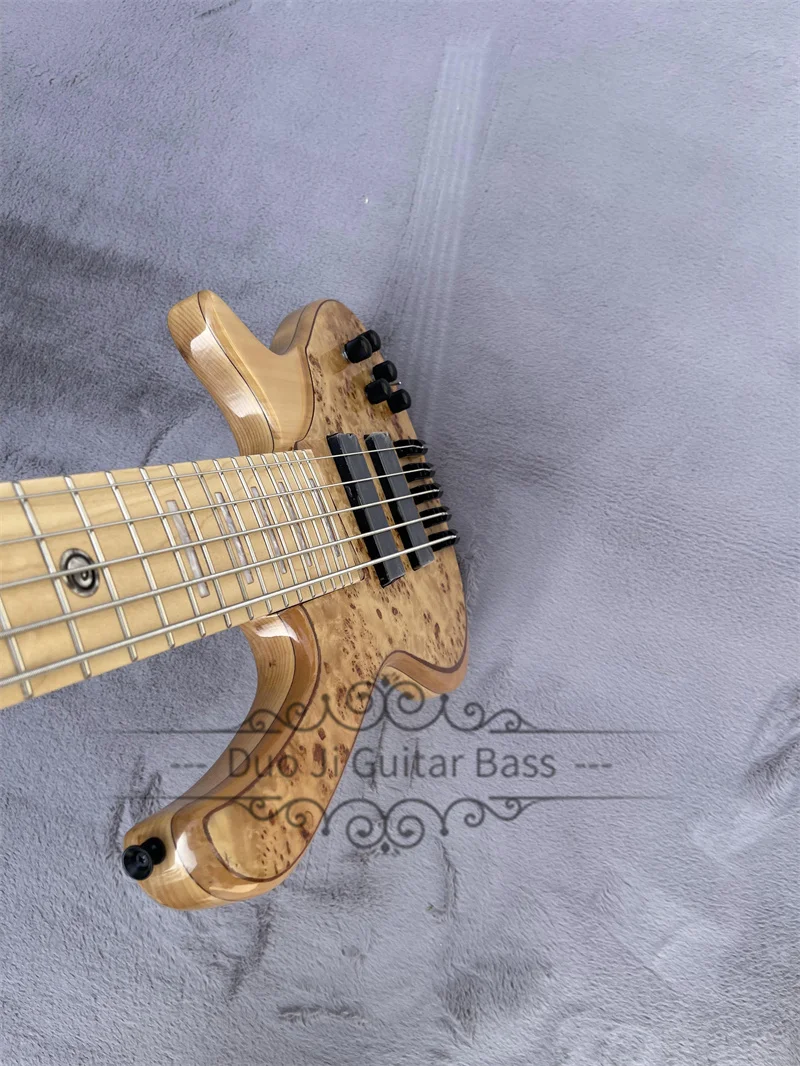 5 Strings Bass Guitar deOl Bass Maple Neck ASH Wood Body Brul Wood Top Black Bridge Active Battery Black Tuners