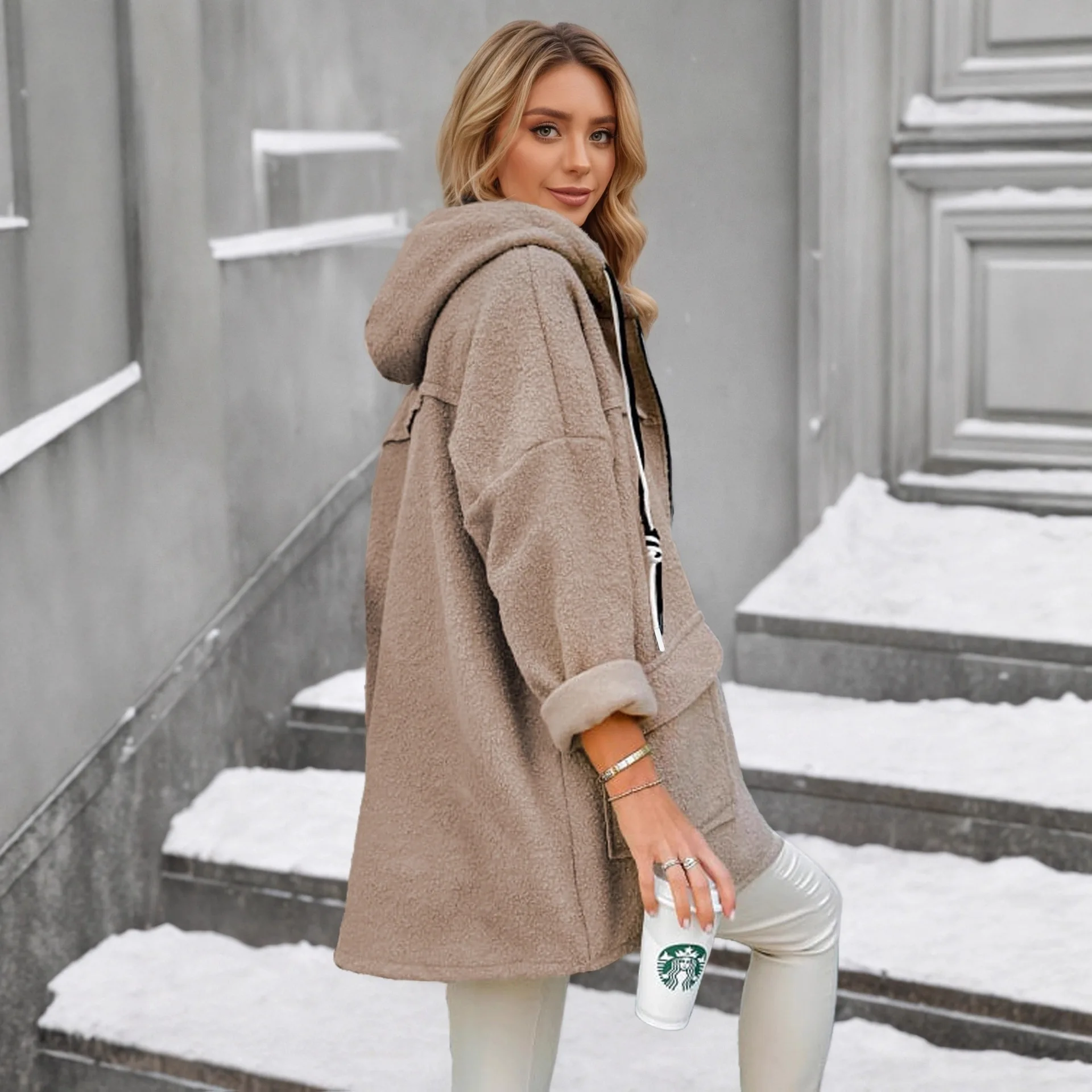 Kadınlar için Kışlık Kapüşonlu - Sherpa Coat Women incelemesi ve fiyatı