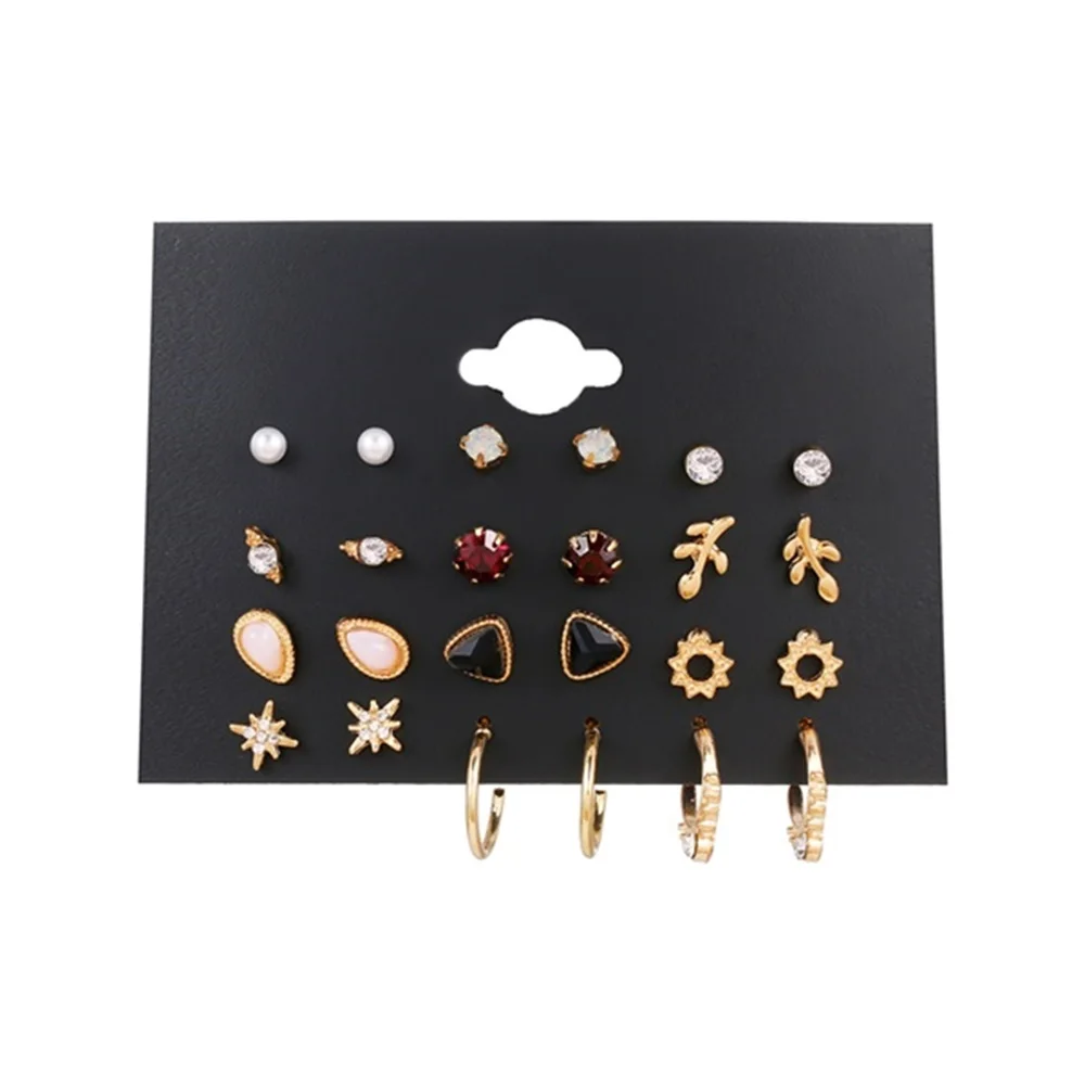 IFMIA Vintage Gold Color Earrings Set Geometry Pearl Love Flowers Heart Ear Studs For Women Girl Simple Jewelry 2022 New Trend