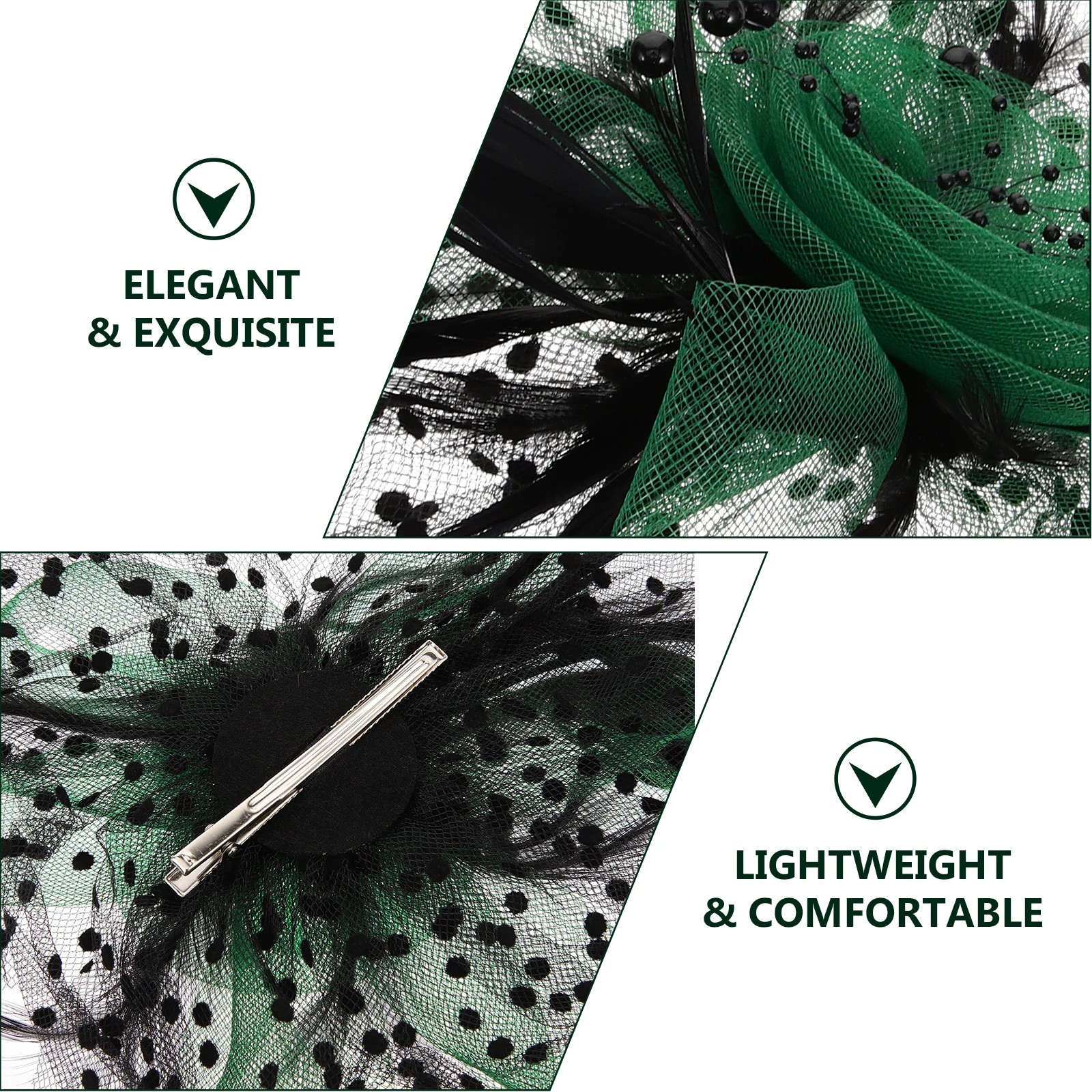 

Color-blocked Mesh Flower Bridal Headpiece Hairpin Fascinator Women Headdress Wedding Banquet Hat Tea Party Headband