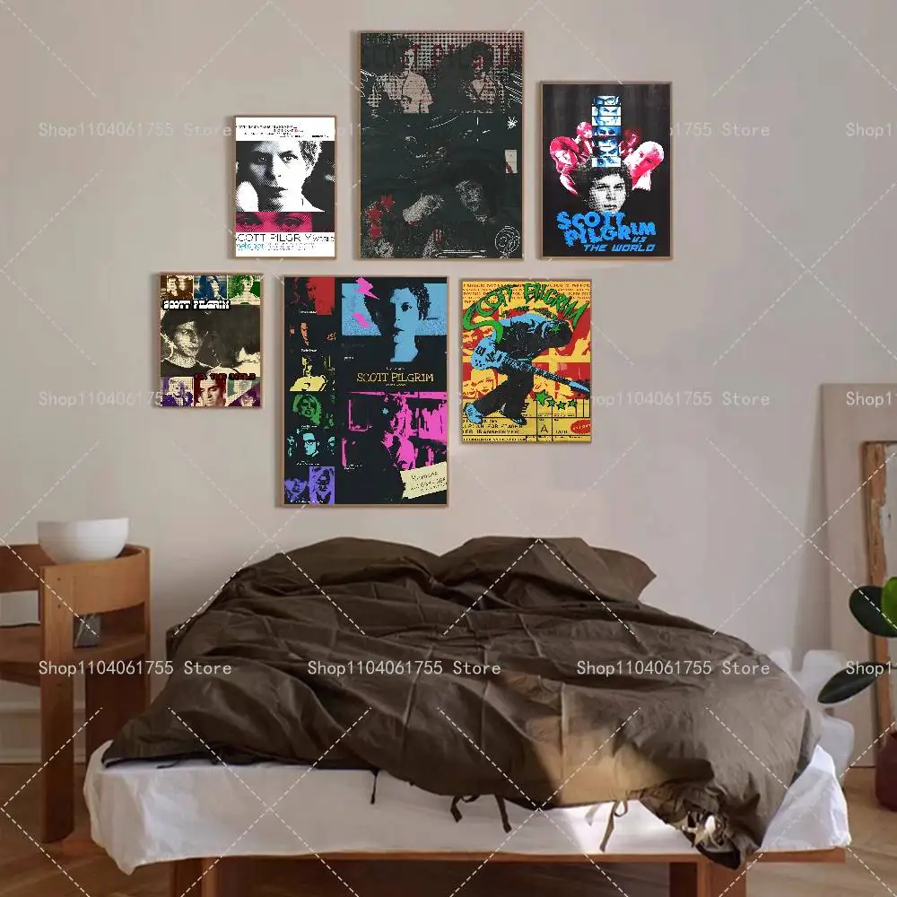 Vintage Movie Scott Pilgrim VS The World Poster Self-adhesive Art Waterproof Paper Sticker Coffee House Bar Room Wall Decor
