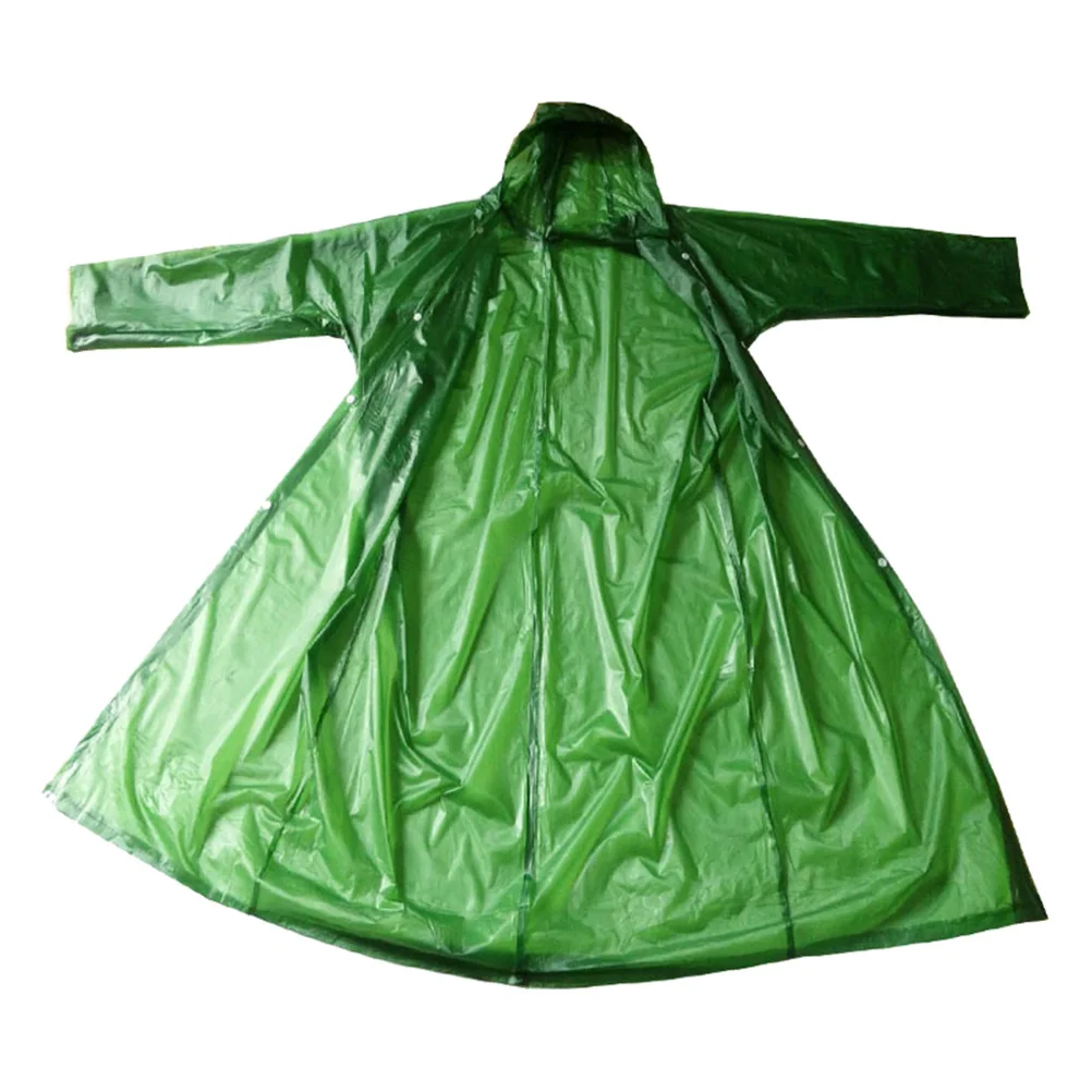 

Adult Hooded Raincoat Thickened Waterproof Eva Rain Coat Army Green Portable Reusable Rain Poncho Camping Hiking Outdoor