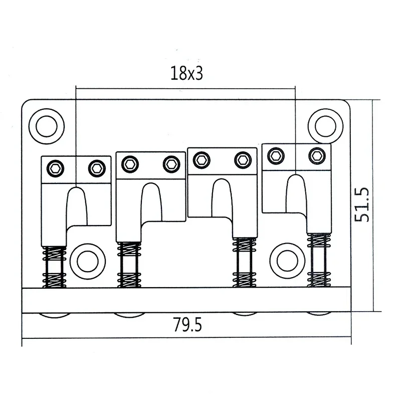 L Shape Saddle 4 String Bass Bridge 79.5x51.5MM Body Through String Spacing 18MM Bass Fixed Bridge Black/Gold/Silver