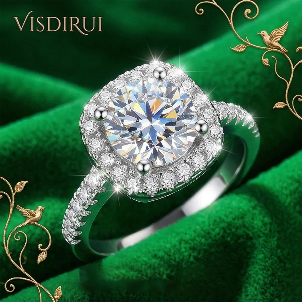 

VISDIRUI 1ct Moissanite Solitaire Ring for Women 6.5mm D Color VVS1 S925 Sterling Silver Classic Prong Set Engagement