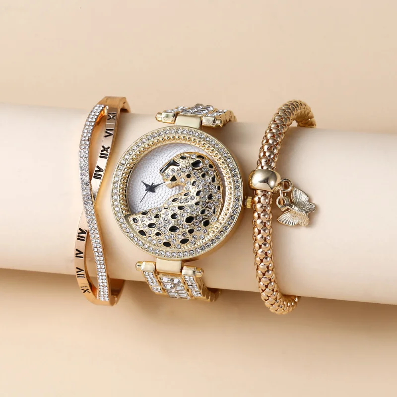 3pcs/set Women Quartz Watch with bracelets Luxury Rhinestone Ladies Wristwatch for Gift  Reloj  Relojes Para mujer