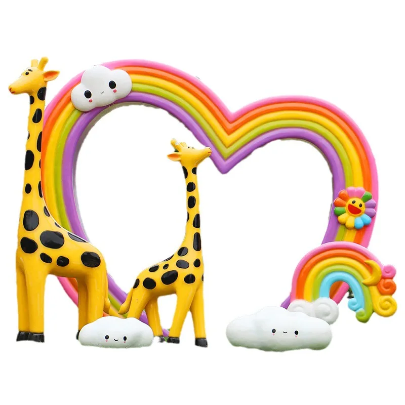 

Cartoon cloud rainbow fiberglass sculpture outdoor garden courtyard community scenic spot travel photo lawn decoration