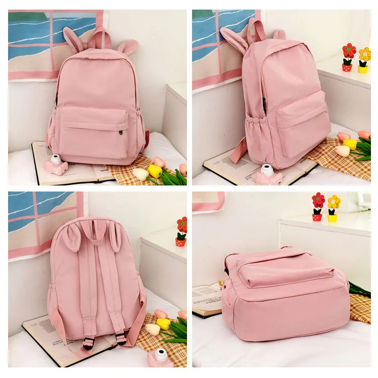 Rabbit Ear Backpack Cute Girls Personalized Name Shoulder Bag Large Capacity Schoolbag Women's Travel Bag Kids Birthday Gift Bag