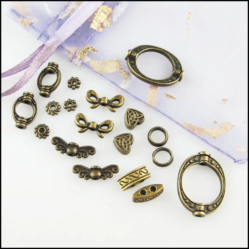 Fashion New Daisy Oval Frame Butterfly Bow Heart Charms Spacer Bar Beads Antiqued Bronze Plated