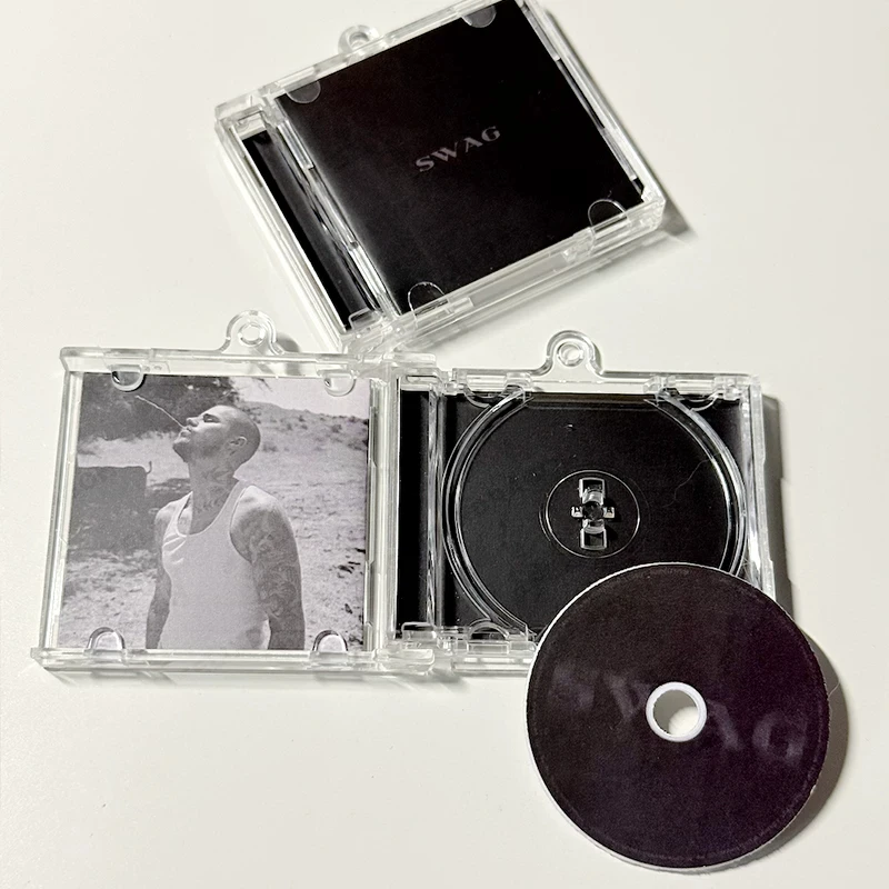 R&B Justin Bieber MINI CD NFC Music Keychain Play Songs SWAG Album DAISIES Necklace Cosplay Pendant DIY Acrylic Key ring Gift