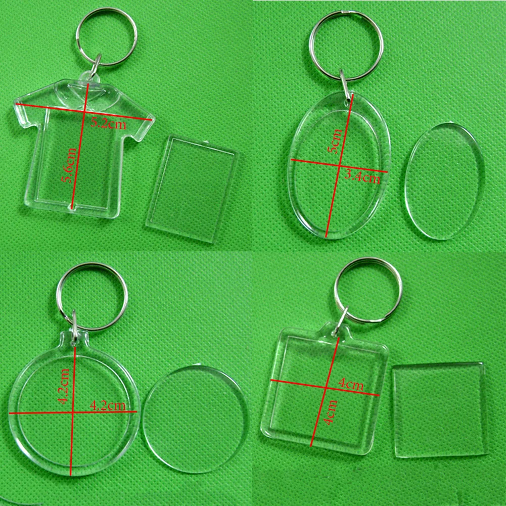 Clear Acrylic Photo Frame Keychain Photo Insert Keyrings Blank Rectangle DIY Keychain Picture Frame Keyring With Split Ring