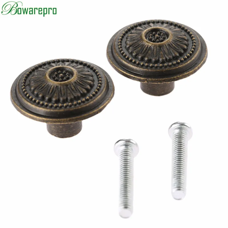 Vintage Kitchen Cabinet Drawer Single Hole Round Knobs Antique Bronze Ring Pulls Knob Handle for Furniture Cupboard Dresser Door