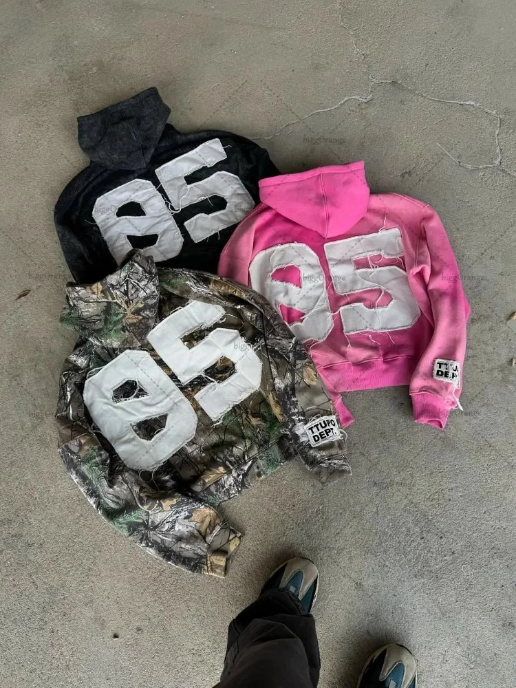 Street Sle Y2K Coppia con cappuccio American Retro Camouflage Print Zipper Jaet Personalizzato Trendy Brand Cross-Border Long S...