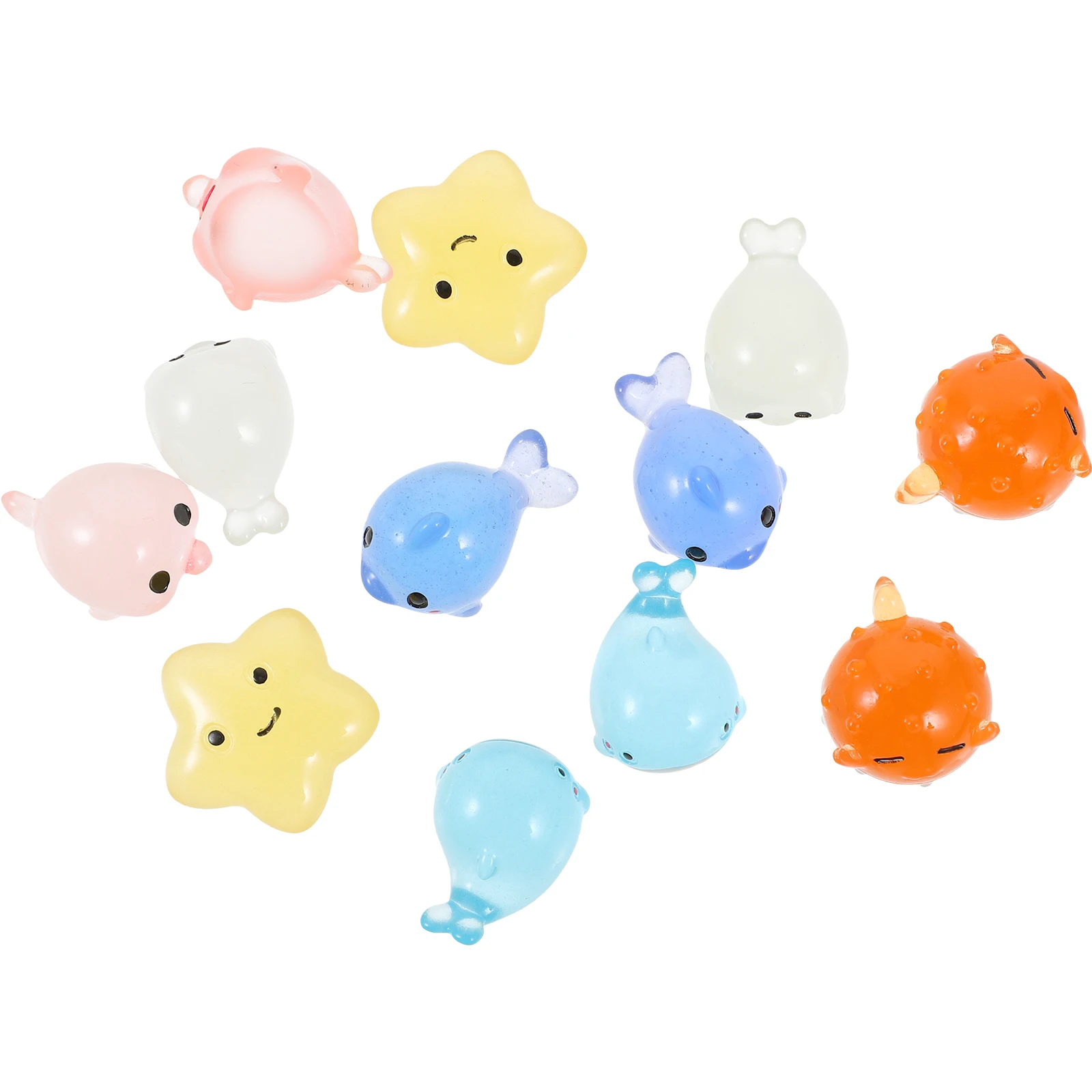 

12Pcs Glow in The Dark Marine Animal Ornament Resin Aquarium Decor Lifelike Underwater Scene for Fish Tank Longtime Use Safe