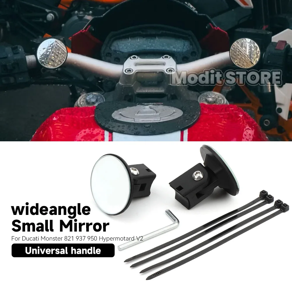 For DUCATI Hypermotard 950 V2 Monster 695 696 821 937 950 Motorcycle Handlebar mini Rearview Mirror Blind Spot Convex Mirror
