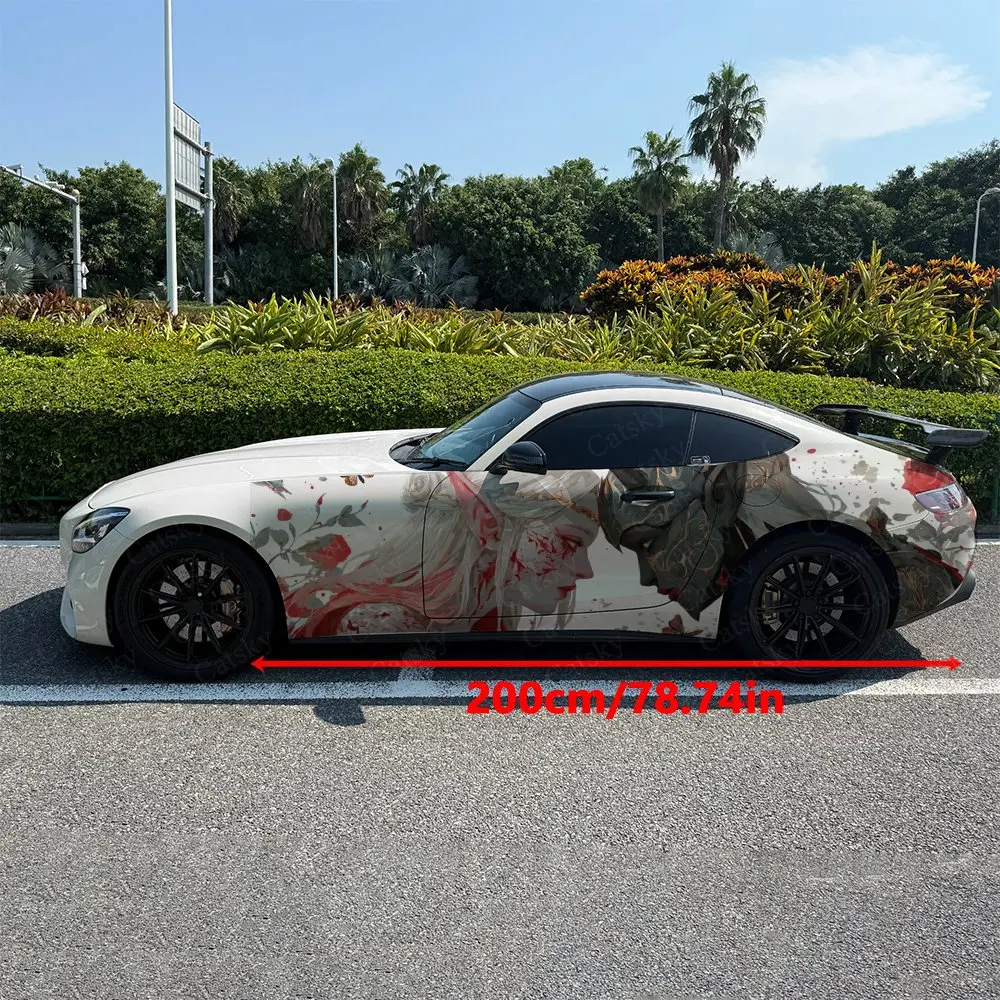 2pcs.Demon Couple Car Side Wraps, Self-Adhesive PVC Waterproof & Scratch-Resistant Stickers, Car Accessory Gift