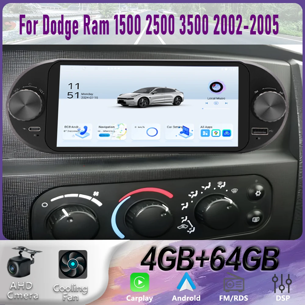 

6" For Dodge Ram 1500 2500 3500 2002-2005 Car Radio Steering Wheel Control Google Map Stereo GPS Reversing Image Head Unit 64GB