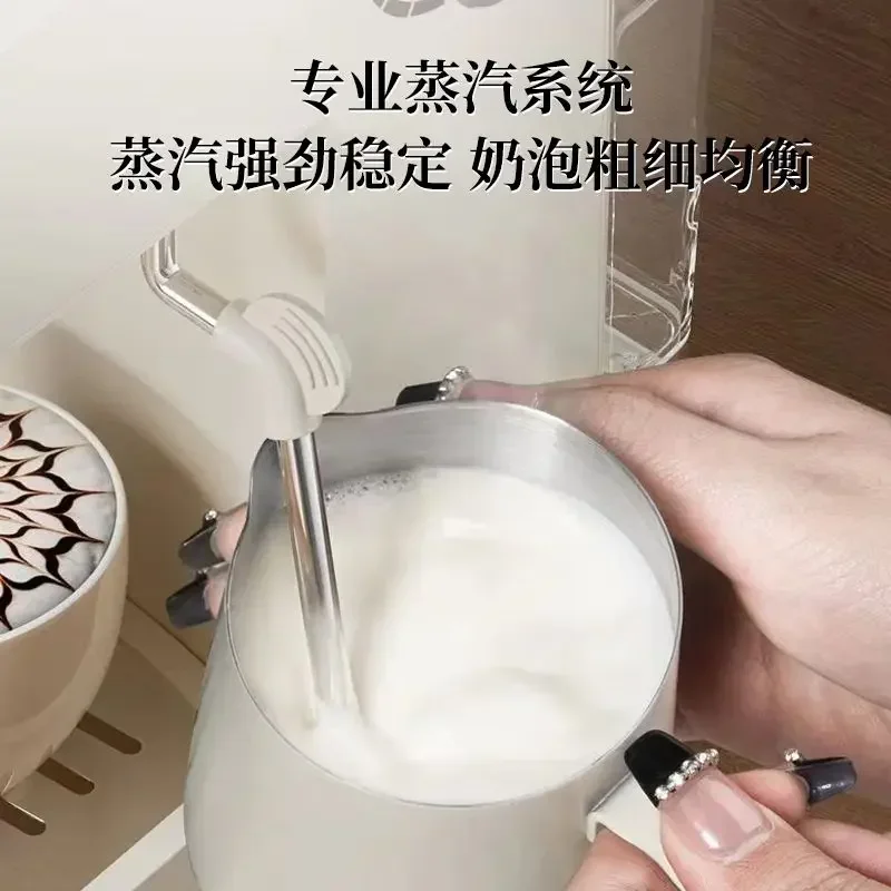 Cafetera semiautomática italiana comercial con extracción de un clic y función integrada de espuma de leche