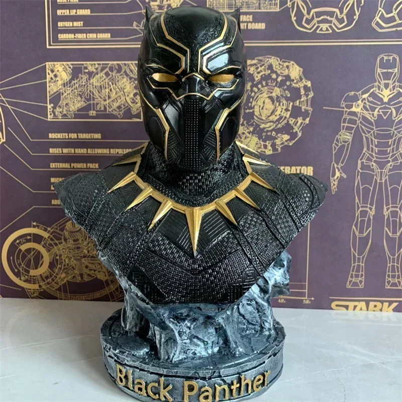 Marvel Avengers Black Panther Gold Edge Bust Resin Statue Anime Peripheral Model Living Room Ornament Collection Kids Toy Gift