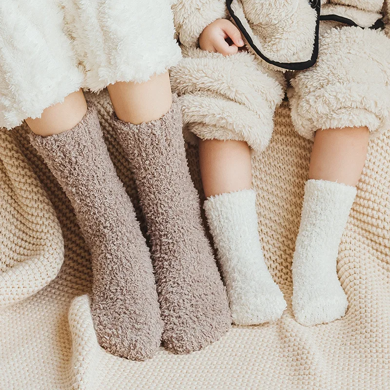 

Зимние толстые детские носки из кораллового флиса, теплые детские гетры для девочек и мальчиков, мягкие детские осенние нескользящие детские вещи