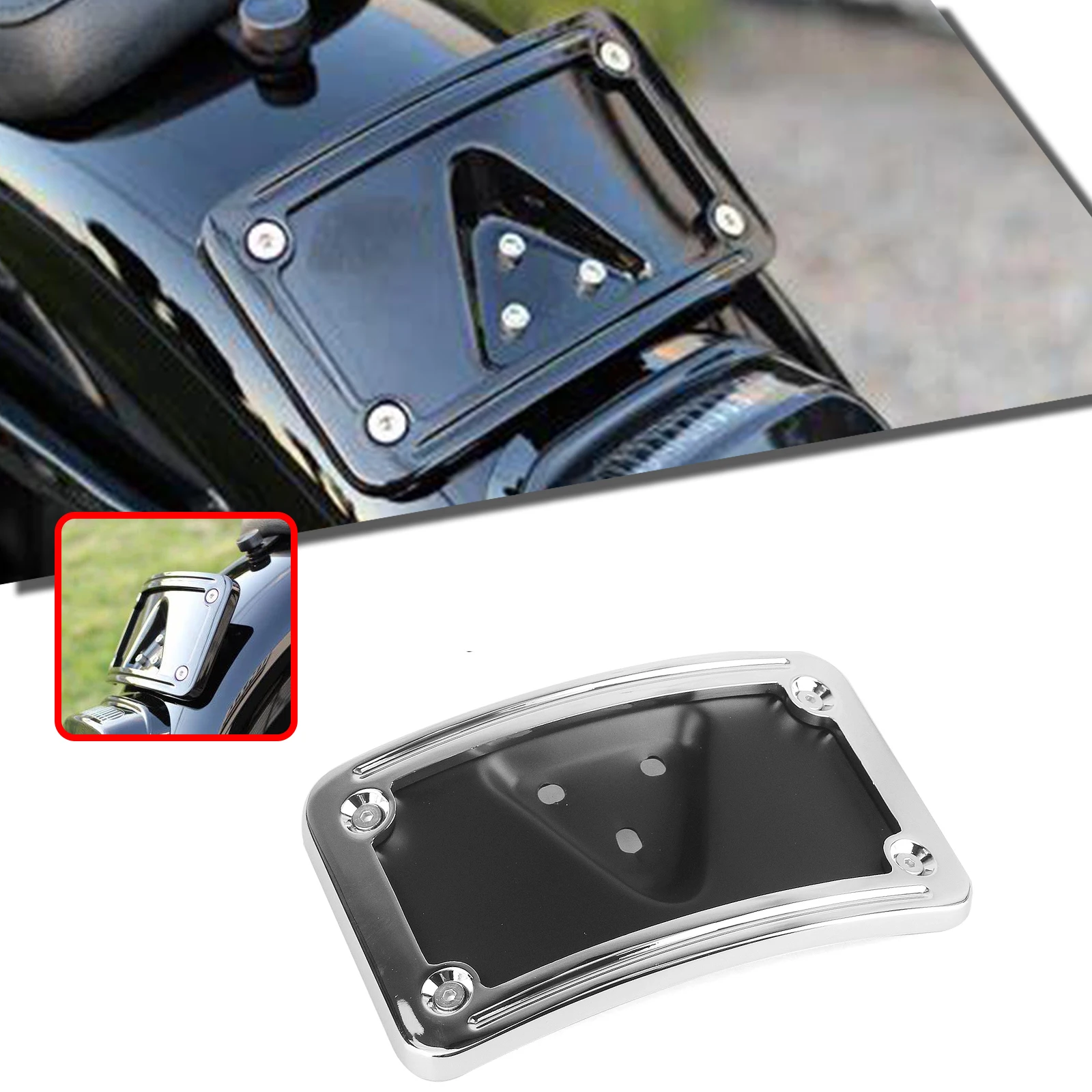 

Motorcycle Rear Registration Panel Holder License Plate Bracket For Harley Davidson Dyna Sportster 3 Holes Mount