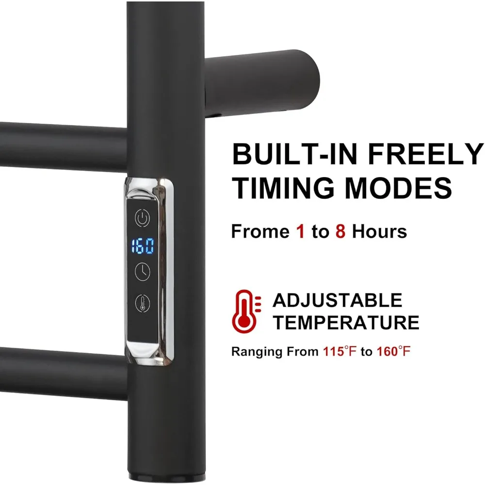 Heated Towel Racks for Bathroom, Wall Mounted Electric Towel Warmer Racks with Timer & Temperature Control, 8 Bar Stainless Stee