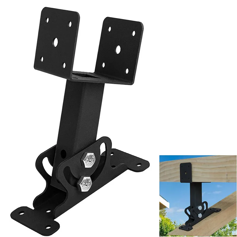 Heavy Duty Adjustable Roof Mounting Bracket Saddle Pergola Support Bracket Patio Riser Beam Kit for Outdoor Pergola