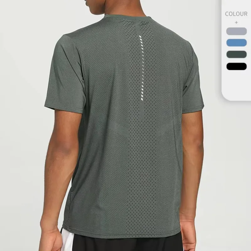 

Summer Ice Silk Quick Dry Suit T-shirt Men's Fitness Running Loose Round Neck Training Bottoming Sports Short-sleeved Basketball