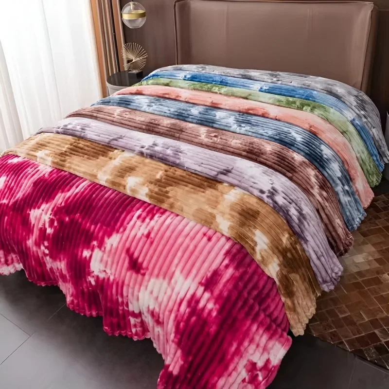 A cloud tie dye draw strip soft blanket, suitable for bedroom living room air conditioning blanket, office blanket, sofa blanket