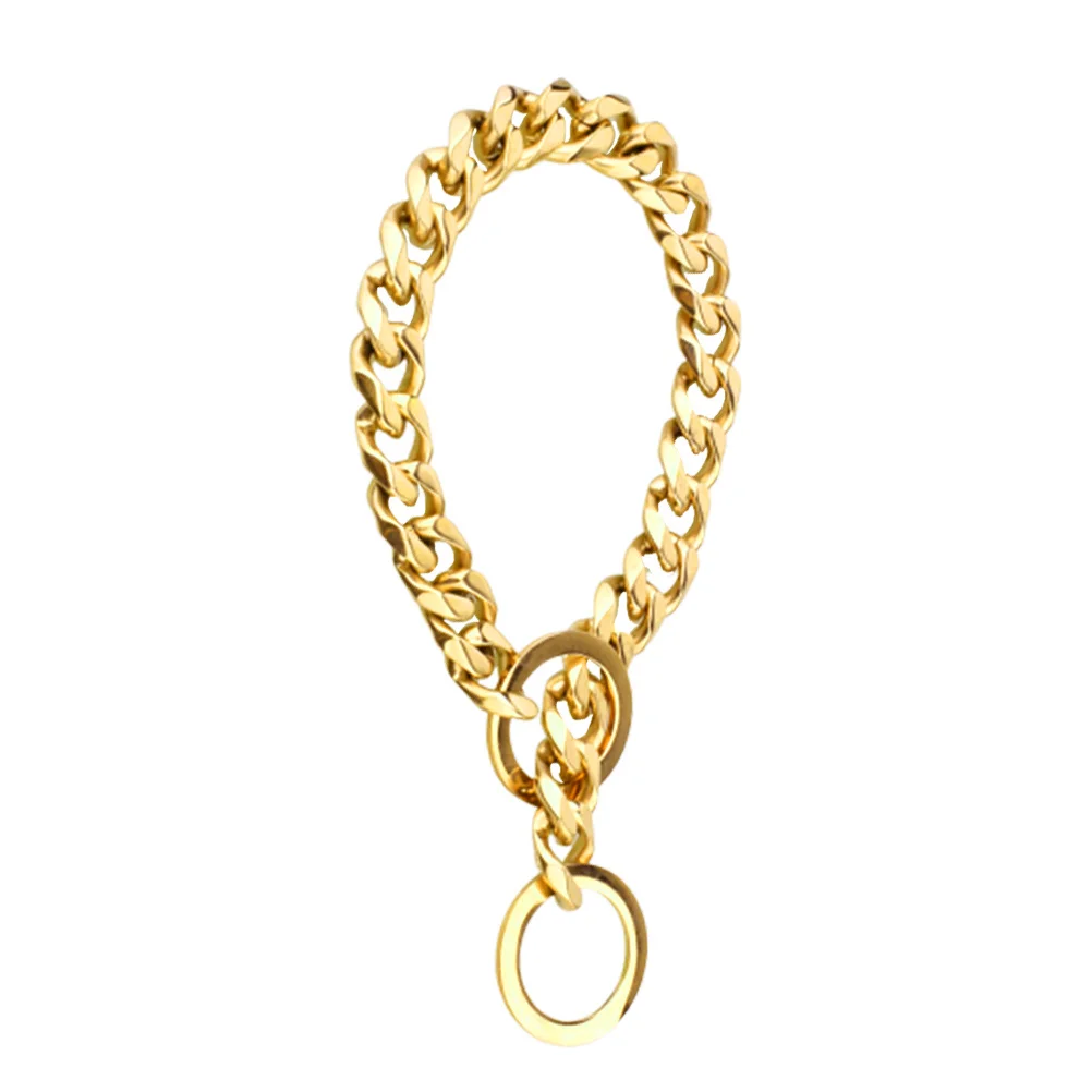 

1Pcs Large Dog Chain Collar Stainless Steel Training Choker Rose Gold Plated 16inch Heavy Duty Pet Collar Smooth Comfortable