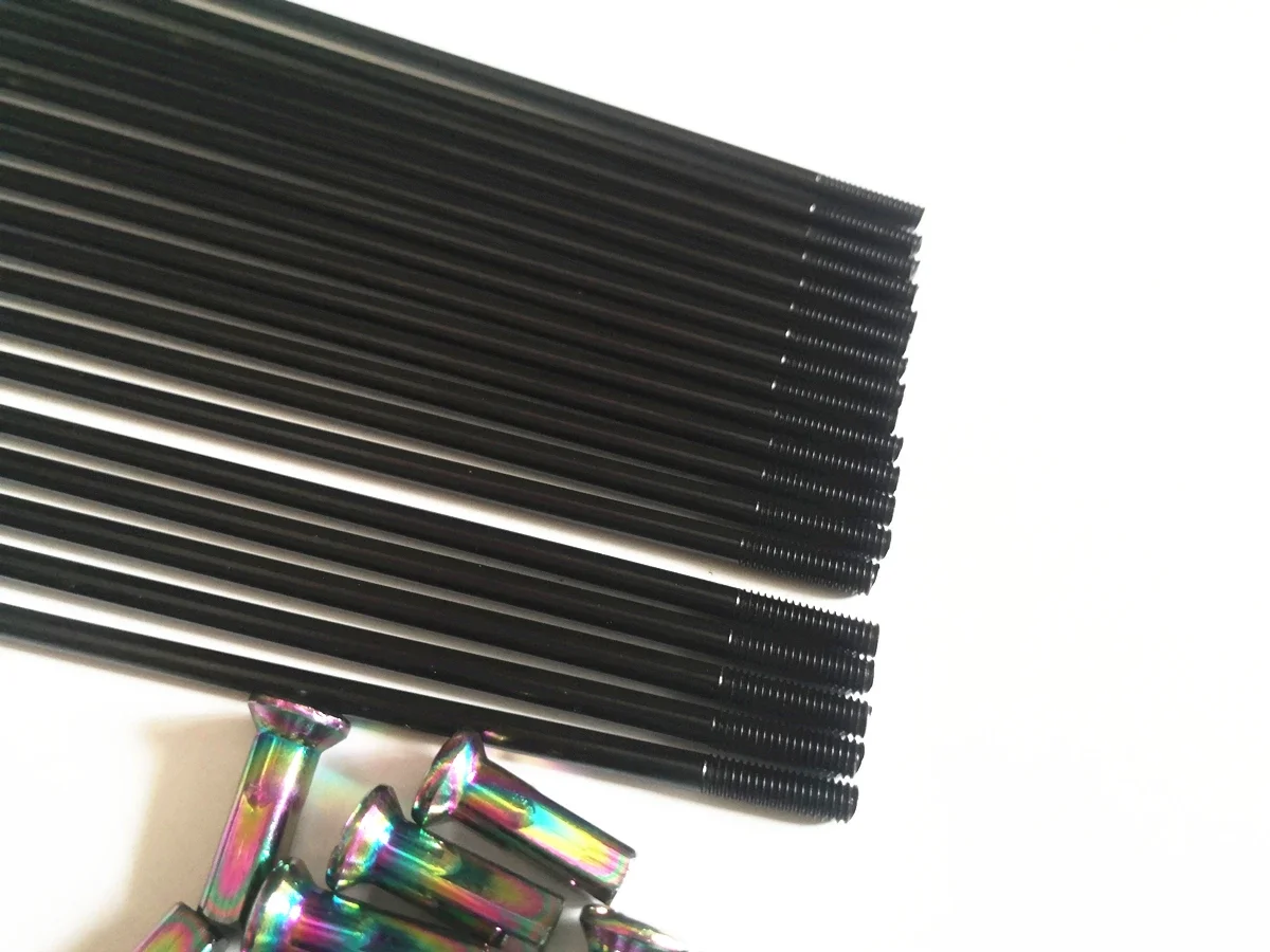 36pcs/lot Motorcycle Spokes 4.0*170/173/179/190/195/204/210/238mm Customize Black Electrophoresis Treatment Wheel Rim Steel Wire
