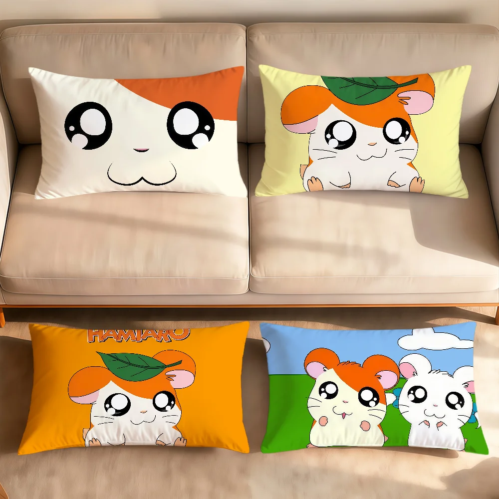 kawaii funny cartoon h-Hamtaro cushion cover Rectangle Pillowcover Home Sofa living Room bed Dorm bedside hogar Pillowcase gift