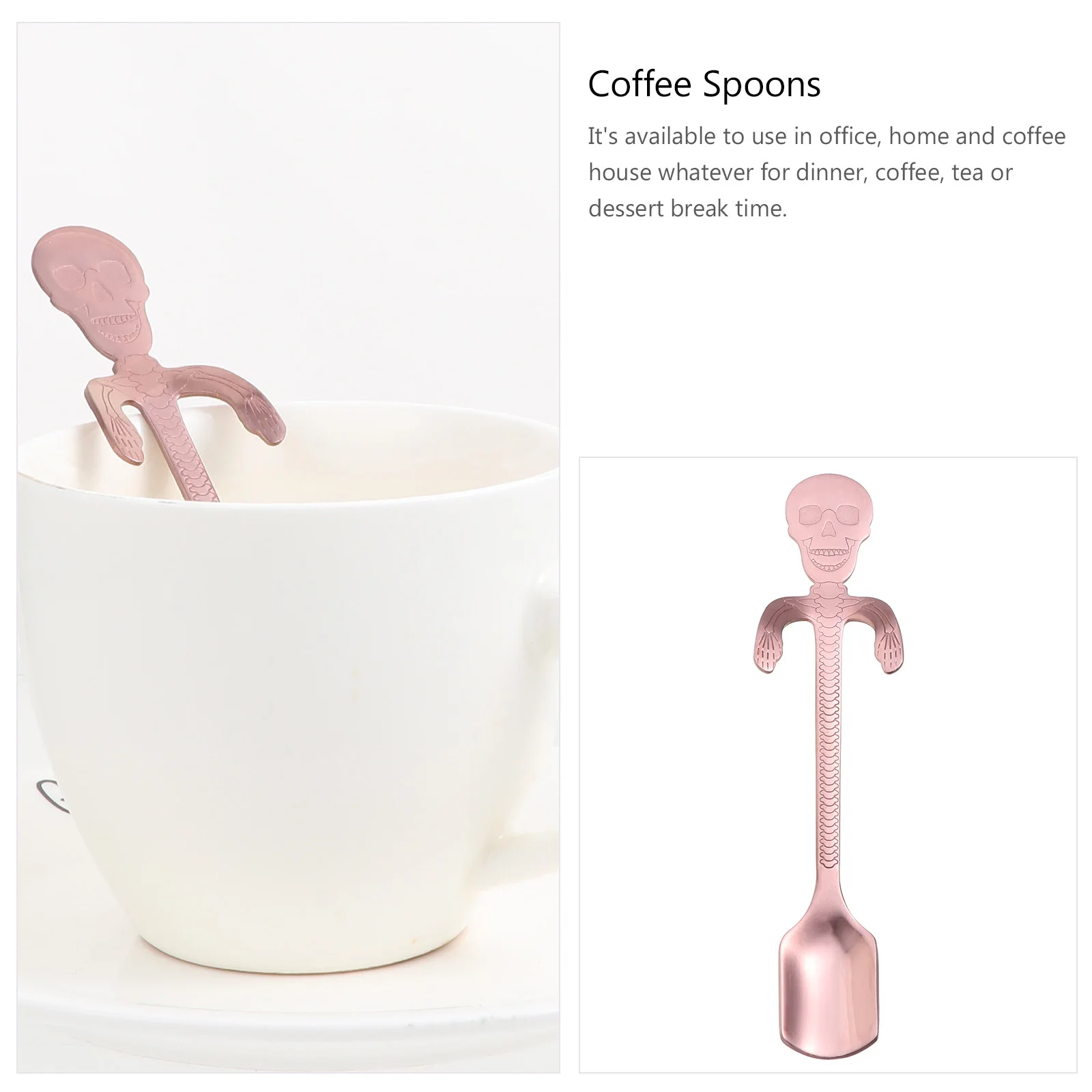 

2Pcs Stainless Steel Skull Coffee Spoons Creative Stirring Dessert Spoons for Home Office Kitchen Spoon Stainless Steel Spoon