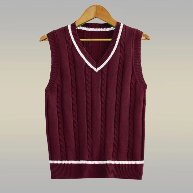 Men's V Neck Knitted Sweater Vest Sleeveless Pullover Waistcoat Teen Trendy Casual Plus Size Daily Outfit