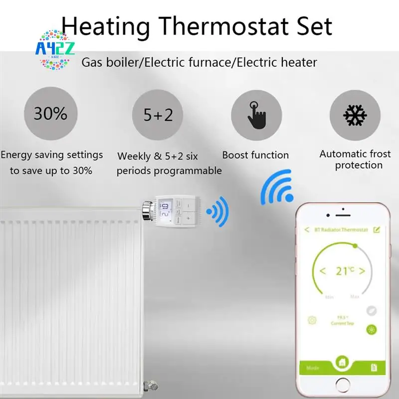 

A42Z-Tuya Smart Zigbee Привод радиатора TRV Программируемый термостатический клапан радиатора Приложение Дистанционный регулятор температуры