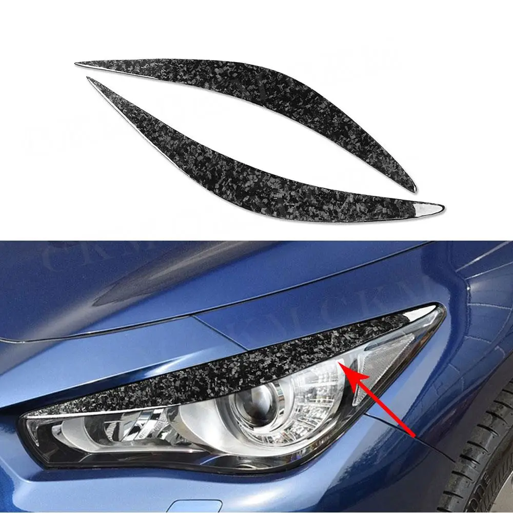 

Forged Carbon Fiber Front Bumper Lip Eyelids Cover Decoration For Infiniti Q50 2014-2019 Car Foglanp Accessories