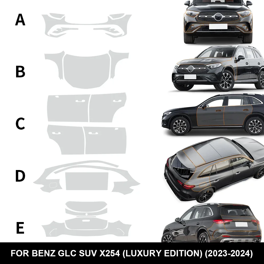 

Прозрачная защитная пленка PPF для Mercedes Benz GLC X254 Luxury Base 2023-2024, комплект для защиты лакокрасочного покрытия автомобиля, аксессуар из TPU.