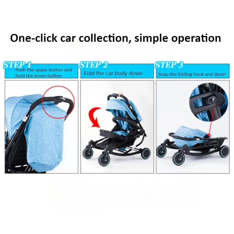 2 in 1 Baby Stroller Baby Rocking Chair One Click Folding Portable Lightweight Baby Trolley Cart Sit & Lying with Canopy Storage