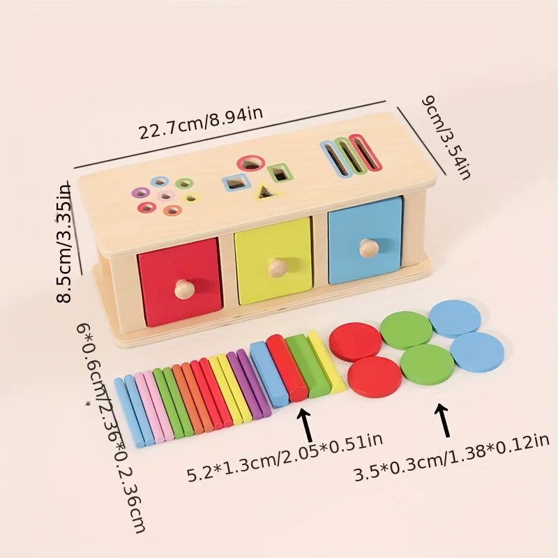 Montessori Wooden Color Shape Sorting Box Toys Color Shape Recognition Box Preschool Early Learning Educational Toys for Kids