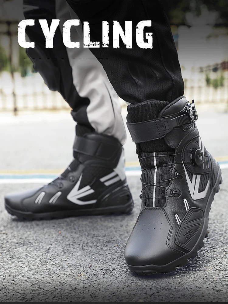 Summer Retro Mountain Off-road Motorcycle Riding Boots Men Motorbike Motocross Cycling Shoes With Gear Shift Pad Rubber Sole