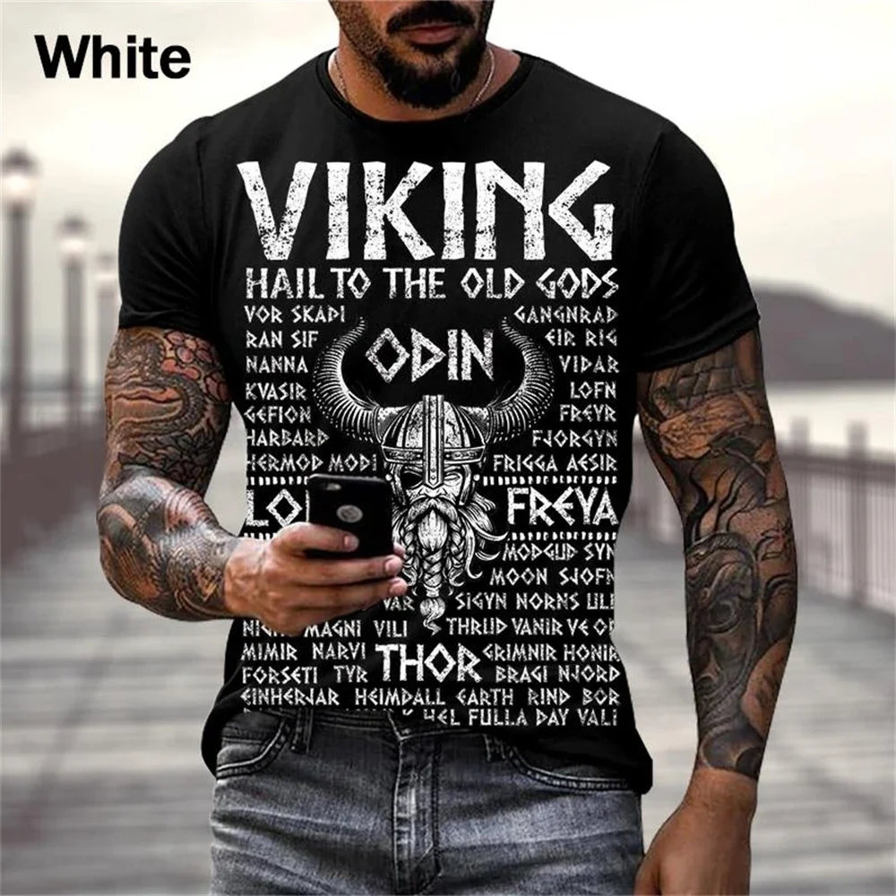 Viking Warrior 3D printed men\'s T-shirt, oversized short sleeved shirt, Nordic style, designer clothing, summer