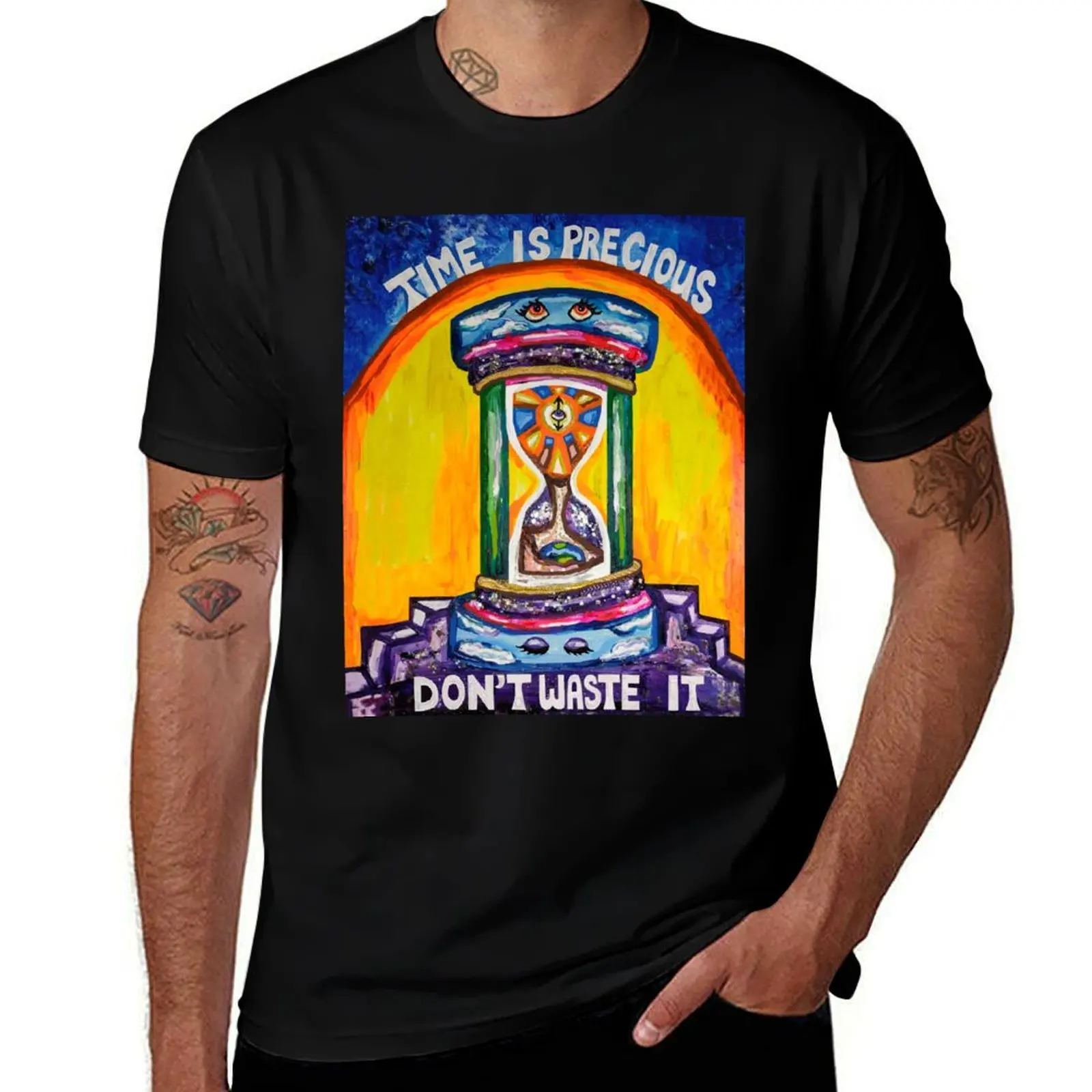 Painting of Time is Precious Don't Waste it T-Shirt man t shirts for men casual T-Shirt