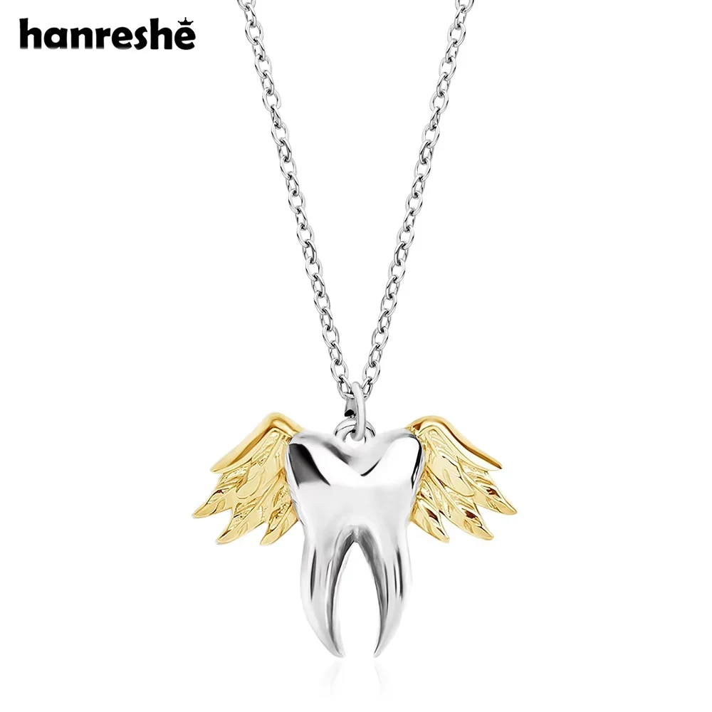 

Hanreshe New Angel Tooth Medical Necklace Dental Dentist Exquisite Teeth Dangle Pendant Choker Jewelry for Women Girls
