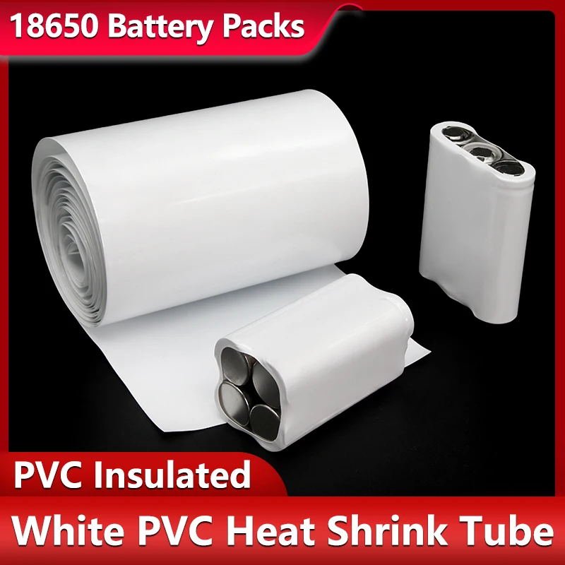 1/3/5M White PVC Heat Shrink Tube 7~103mm Insulated Lithium Battery Wrap 18650 Battery Packs PVC Shrink Film Cable Protection