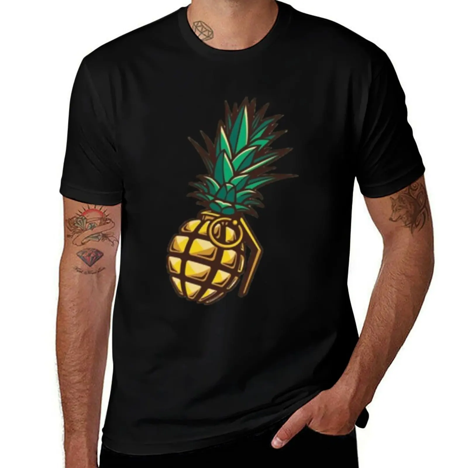 PINEAPPLE GRENADE COOL DESIGN T-Shirt Anti-Fade Casual Tee Shirt