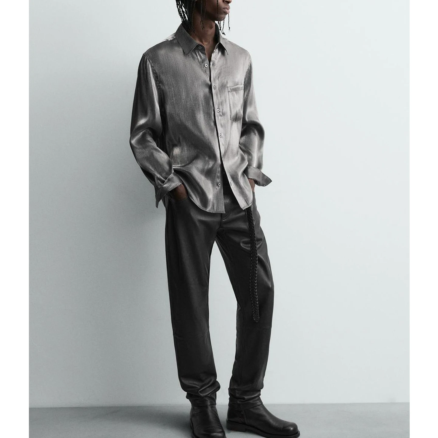 جديد الشتاء الرجال عادية جلدية مقاومة سستة Sle سليم صالح بولي PU السراويل الطويلة بسيطة الرياح الأمريكية الشباب الاتجاه فضفاض pe