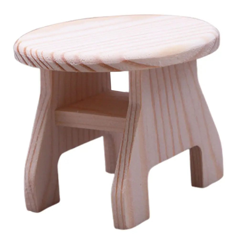 

Miniature Round Coffee Table Unfinished Wood Natural Rustic Decor for Dollhouse Living Room Bedroom Kitchen Balcony Fairy Garden