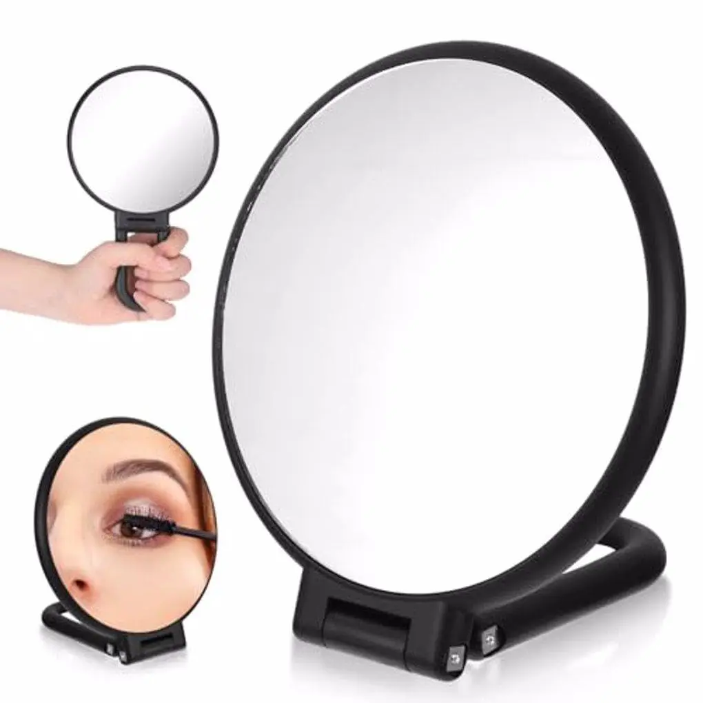 Travel Magnifying Hand Mirror Double Sided 1x 15x Makeup Mirrors Folding Standing Portable Beauty Vanity Girls Women Men Shaving