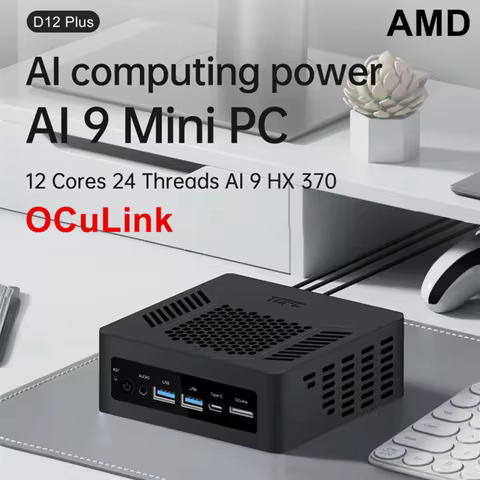 Topton Mini PC Gamer Oculink AMD Ryzen AI 9 HX 370 365 PRO 360 USB4 2x2.5G LAN 2xPCIe4 Desktop Gaming Computer Windows11 WiFi6E